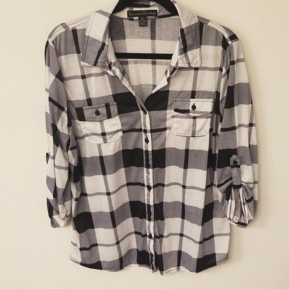 Black and white plaid shirt